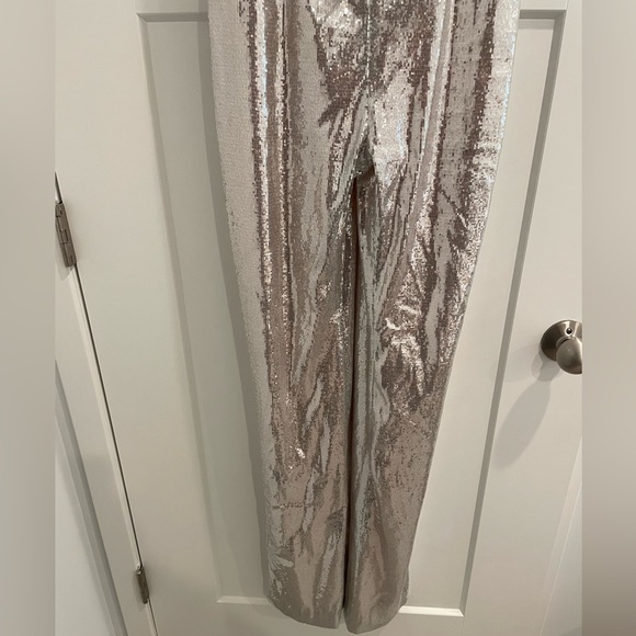 New Galvan London Silver Sequin Jumpsuit Size 6 - Picture 5 of 7
